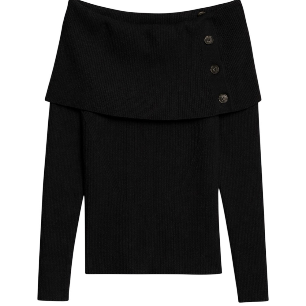 Banana Republic Black Off-Shoulder Sweater Size Large